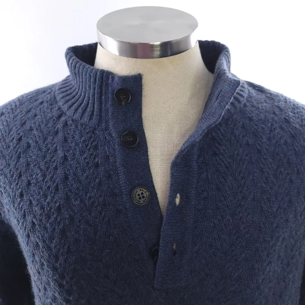 Mauricio Baldassari 4 Button Mock 4ply Cashmere Long Sleeve Mens Sweater 3XL